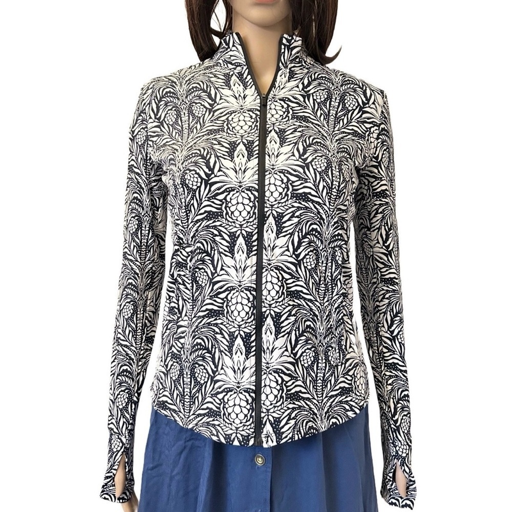 Tommy Bahama Active Women's Full Zip Jacket Zip Pockets Palm Stamp Size XS - NWT